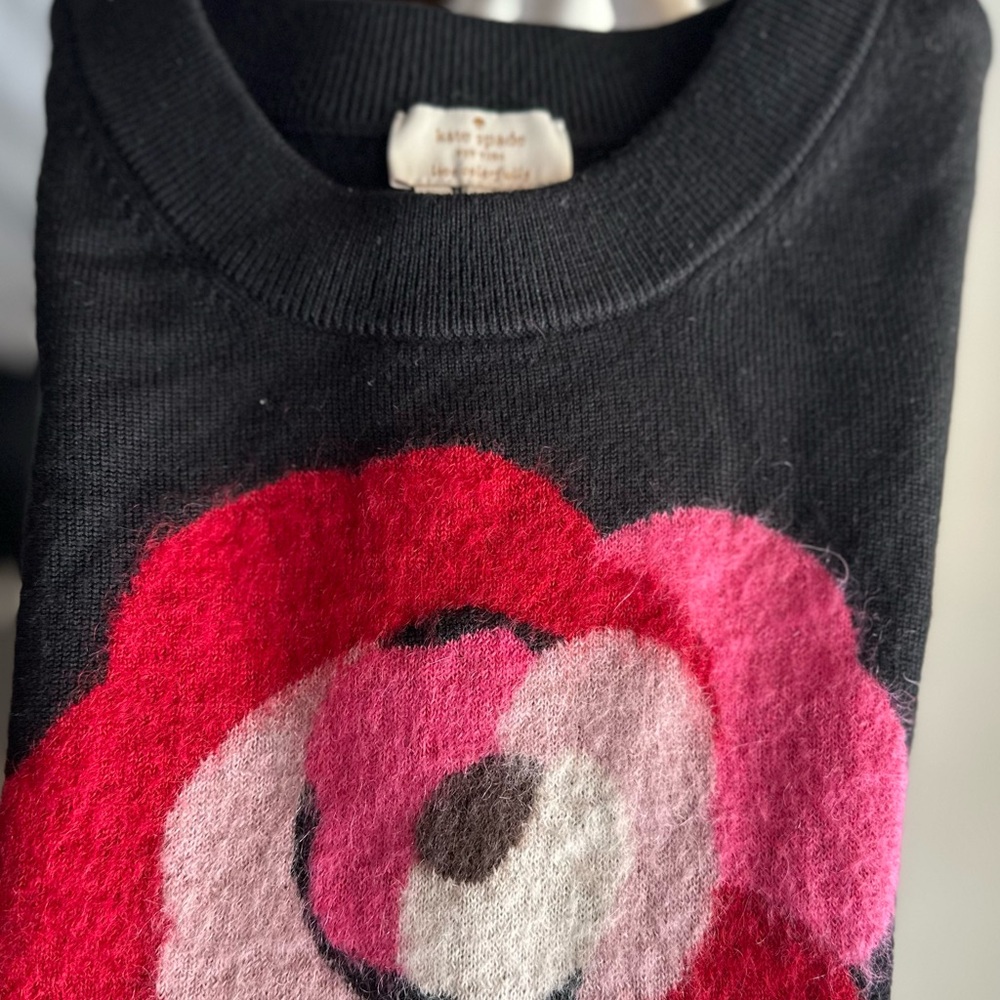 Kate Spade Black Sweater with Pink Floral Design